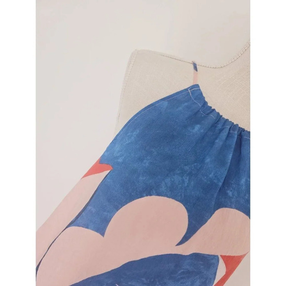 Maeve Anthropologie NWT Flounced Halter Chiffon Blue Pink Maxi Dress S Small - Picture 4 of 13